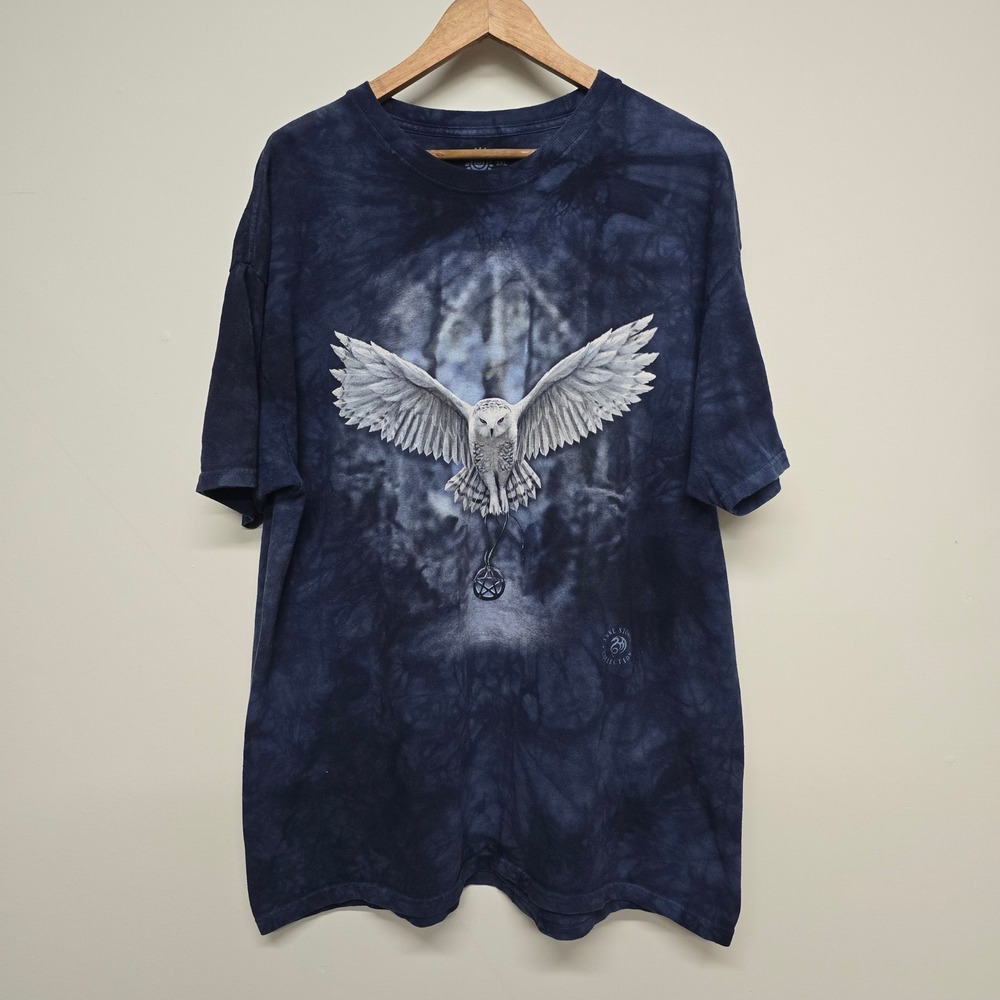 The Mountain Anne Stokes Snowy Owl T-Shirt Mens 2XL Blue Cotton Pentacle Goth